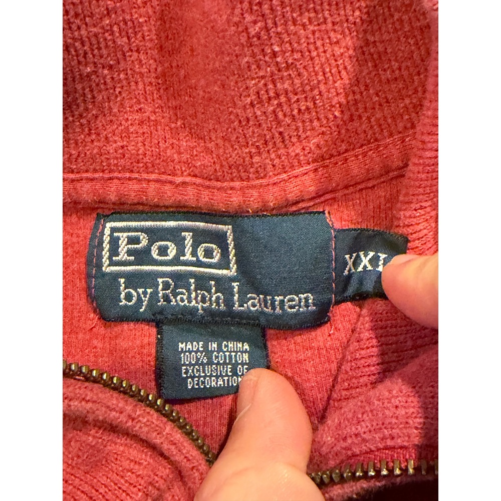Polo Ralph Lauren Sweatshirt Mens XXL‎ Red Quarter Zip Pullover Estate Rib * - Picture 4 of 9